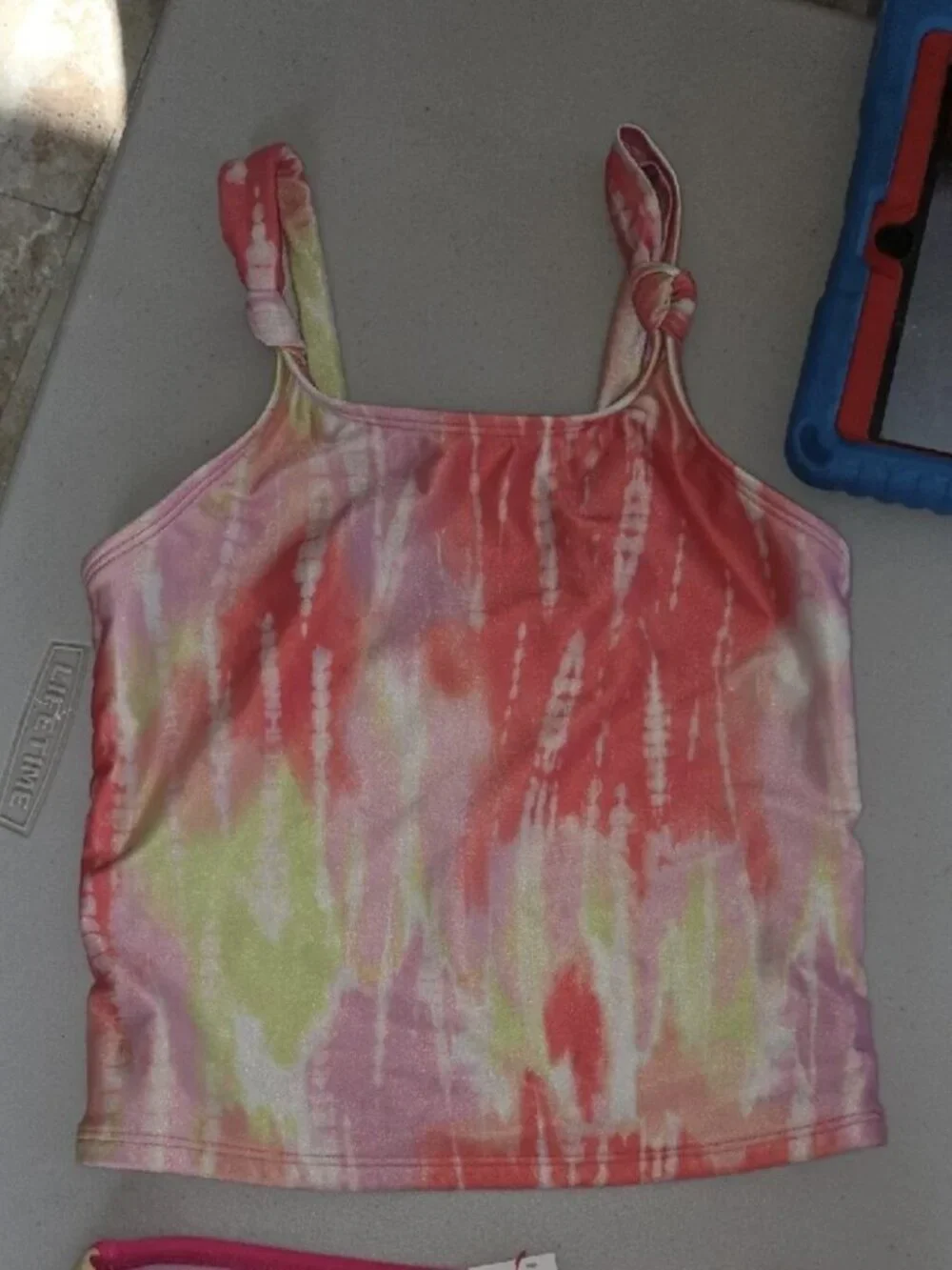 Girls Neon Pink Tie-Dye Swim Suit Set